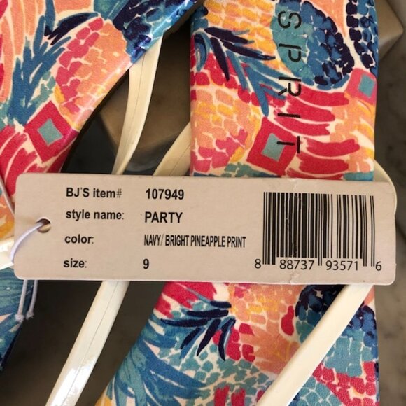 ESPRIT Flip Flops Party Pineapple Print 9 NWT - Picture 3 of 13